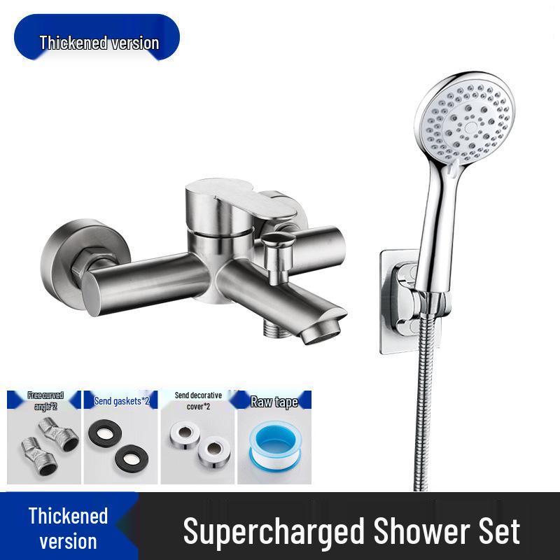 Stainless Steel 3-Function Shower Faucet Set with Concealed Hot/Cold Mixing Valve