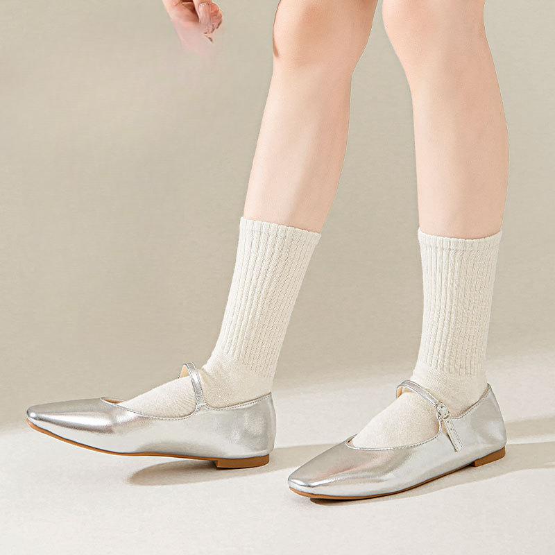 Women's Autumn and Winter Mid-calf Socks, Solid Cotton Socks, Knitted Long Socks, Pile Socks, Versatile Long Calf Socks for Women
