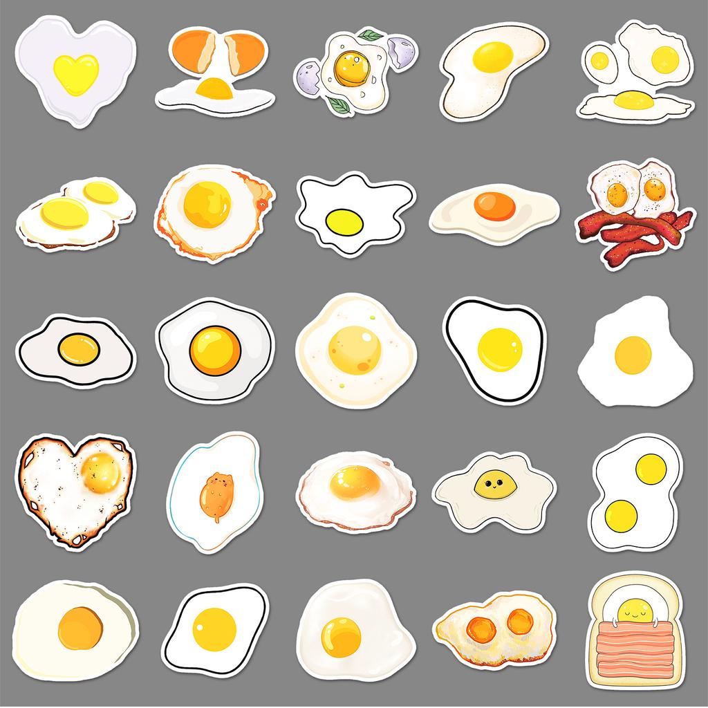 50 Eier Kritzelaufkleber Personalisierte Cartoon Niedliche Lebensmitteldekoration Handyhülle Koffer Wasserbecher Aufkleber