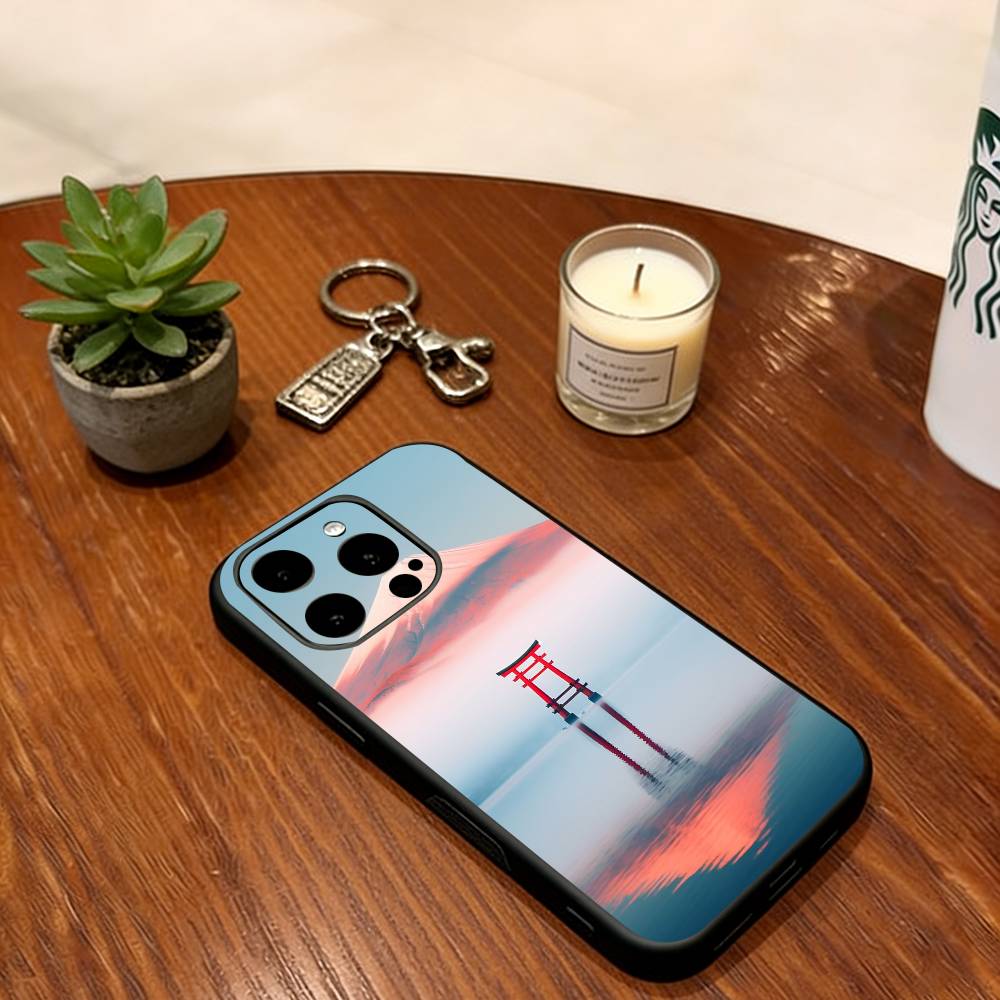 Japanese Landscape Artwork Phone Case Soft Silicone black For IPhone 17 16 15 14 13 12 11 X XR Plus Pro Max Plus