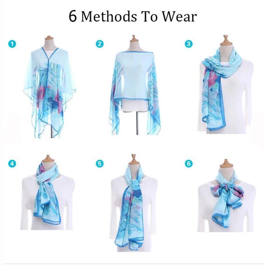 Sun Protection Shawl for Women, Cashew Flower Chiffon Silk Scarf, Versatile Slit Beach Towel, Pearl Scarf
