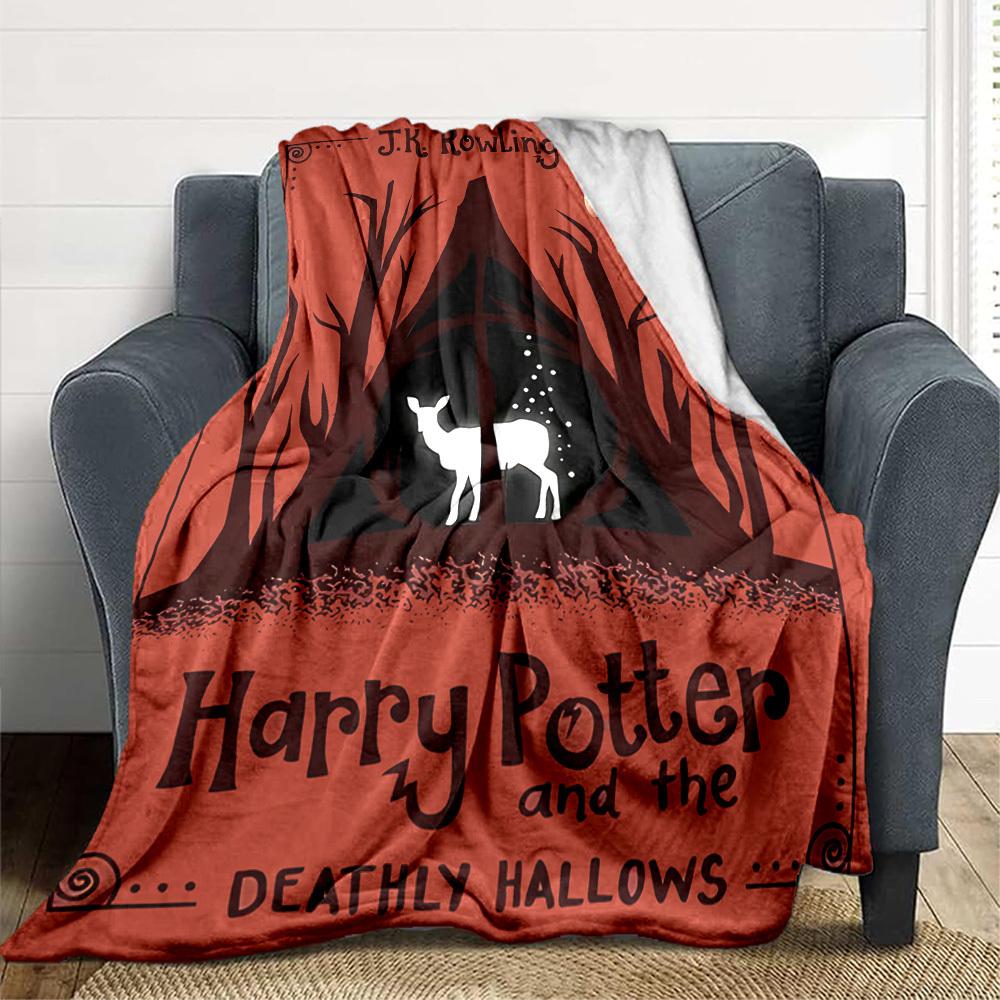 1pc Harry Potter Flannel Throw Blanket - HD Printed Lightweight Soft Warm All-Season Blanket for Sofa, Bed, Travel, Camping 038