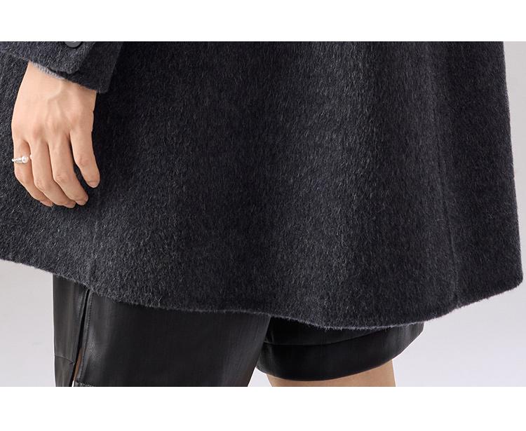 [Wool Coat] Autumn and Winter New Large Collar Plaid Interior Fashionable Loose Medium Length Coat