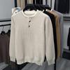 Men's Fashionable Thick Knit Sweater - 2025 Autumn/Winter Two-Piece Look, Round Neck, Youth Style.