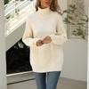 Women Casual Solid Color Pullover High Neck Long Sleeve Sweater Top