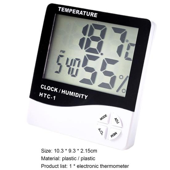 Digital Thermometer Large Screen Easy to Use Plastic Temperature Humidity Monitor Home Decor