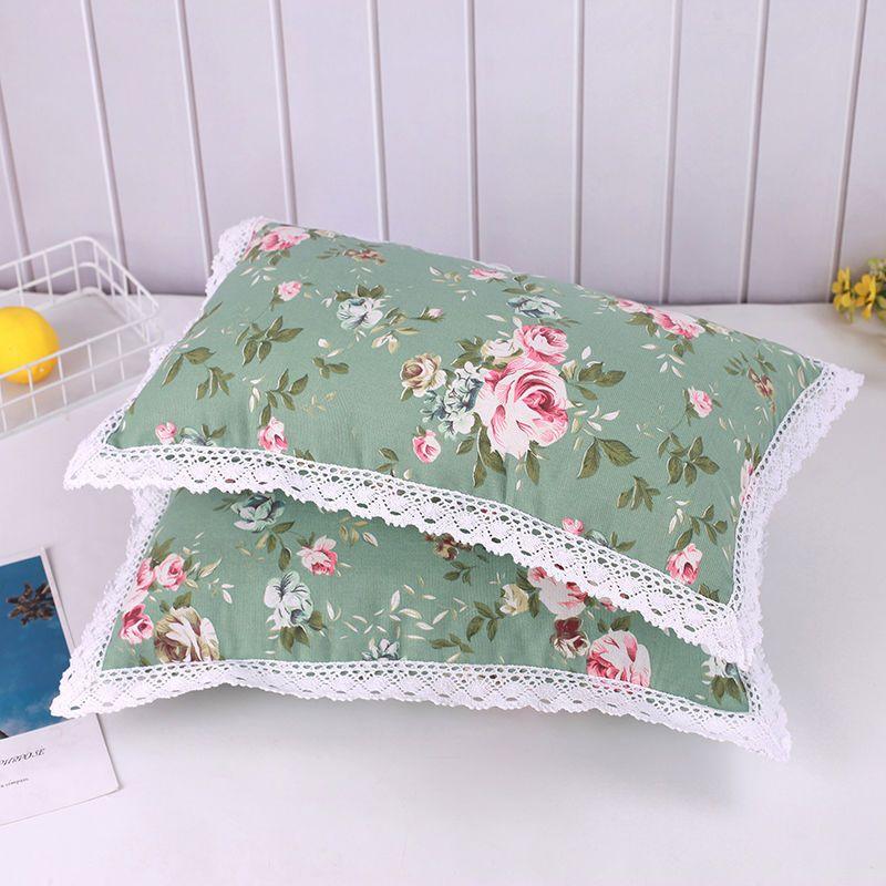 Thickened Pure Cotton Old Coarse Fabric Lace Pillowcase, A Pair of Student and Children's Dormitory Cotton Pillow Covers