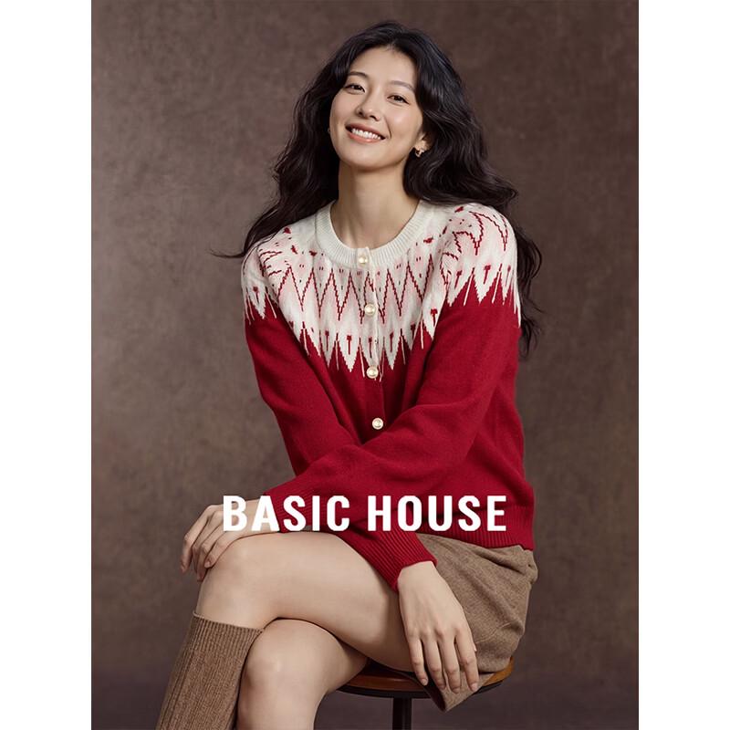 Basic House Women s Festive Fair Isle Knitted Cardigan L