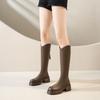 Small thick-soled boots women's 2025 autumn and winter new tall rear zipper boots but knee knight boots tide