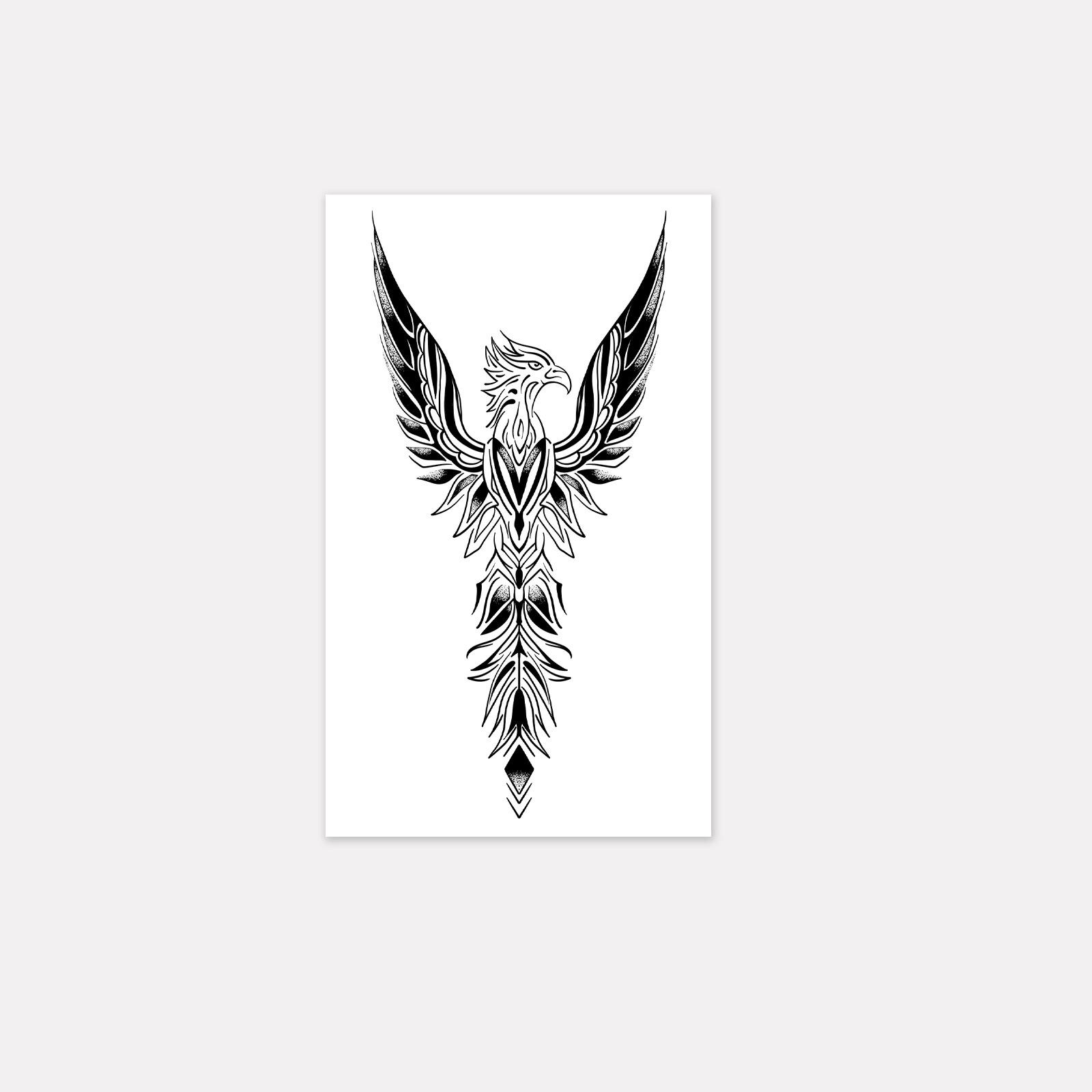 High-Value Dark System, Simple And Domineering Personality, Phoenix Arm Tattoo Sticker 9*15CM