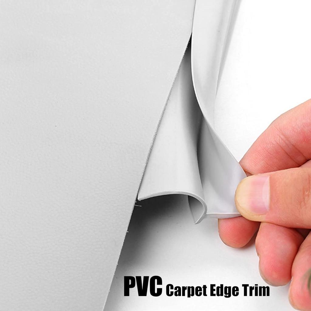 Carpet Edge Binding Trim, Self Adhesive Grey Floor Transition Strip/Rugs Edging Bar for Indoor Doormat Protect, Flexible PVC Seal Molding for Robot