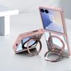 360° Ring Holder Clear Phone Case for Samsung Galaxy Z Flip 7 FE 6 5 Flip7 Flip6 Flip5 5G Kickstand TPU+PC Magnetic Cover