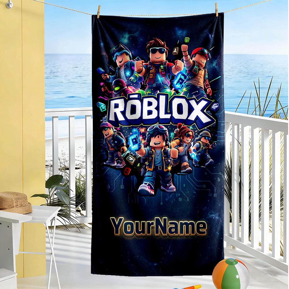 Roblox Customize Your Name Beach Towel Soft Durable Quick-Dry Suitable for Sports Travel Swimming Yoga Bathroom Beach And Pool
