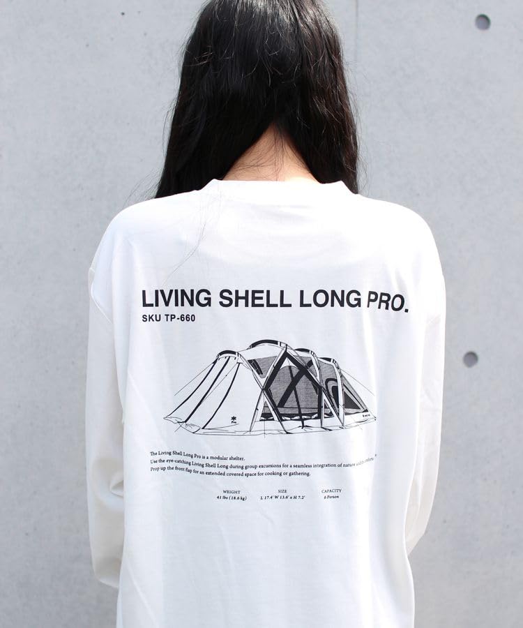 Snow Peak Living Shell Long Pro. L/S T-shirt EC-TS-25AU013, Cut and Sew, Long Sleeve T-shirt, Men's and Women's, White, Size M