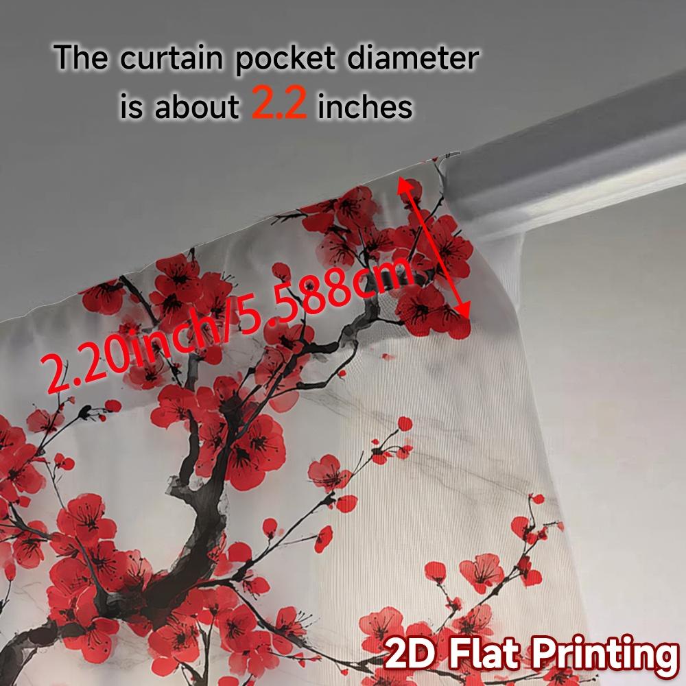 Set Of 2 Modern Flat Printing Jit Curtains Without Rod Cherry Blossom Drapes Pattern Polyester Gifts Curtain