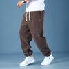 Men's Plus Size Cotton Fleece Pants: Spring/Autumn Straight-Leg Loose Fit for Casual Sportswear