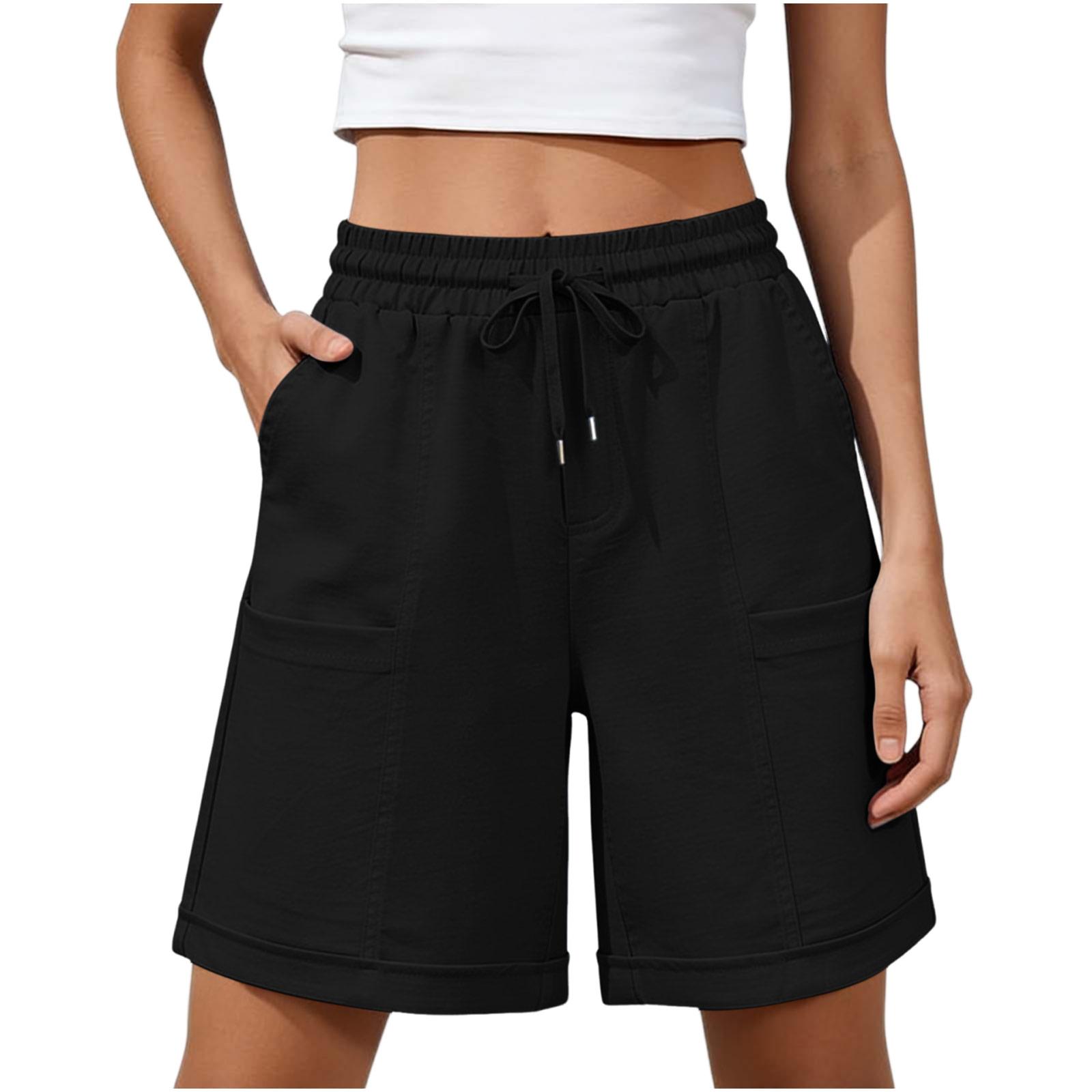 Women s Fashion Color Drawstring Pocket Loose Casual Pants L чёрный