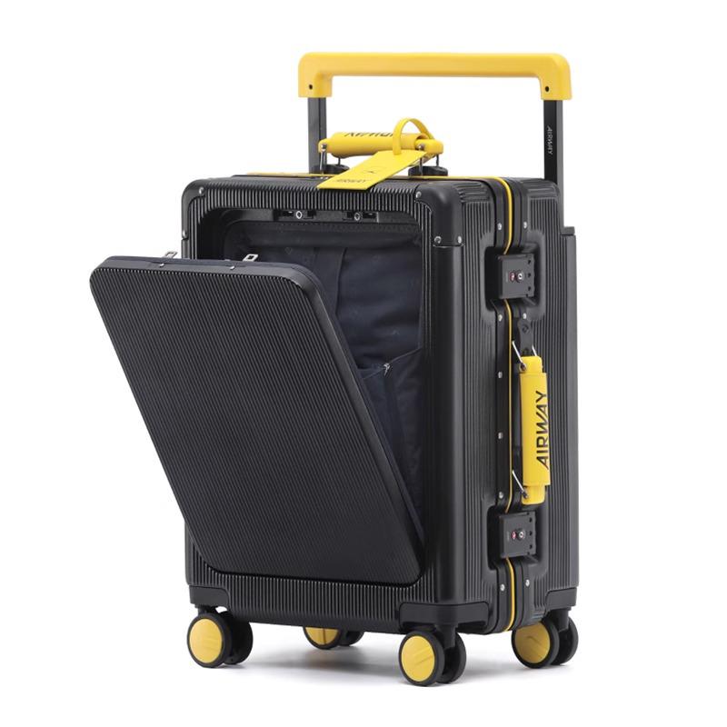 New Aluminum Frame Suitcase with Wide Handle - 20-inch Carry-On & 24-inch Trolley Case with Combination Lock for Women & Men