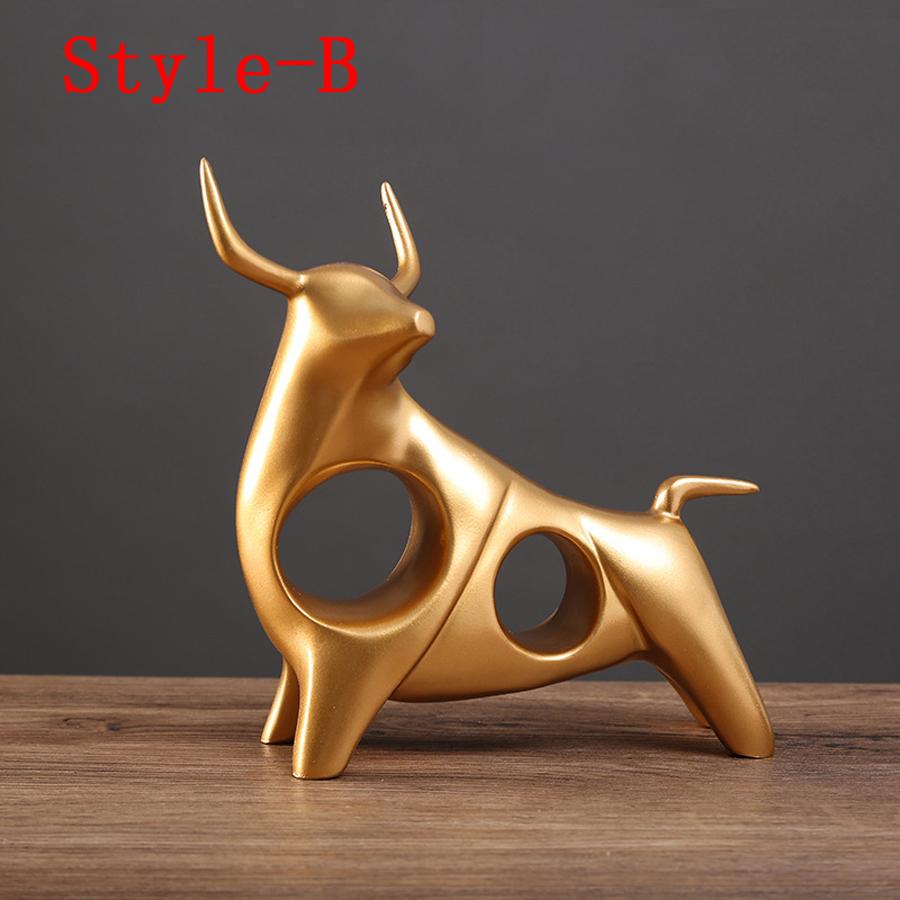 Lucky Gold Cattle Cow Ox Statue Nordic Home Decor Bull Sculpture Desk Ornament Crafts Abstract Animal Figurine Accessories Toys