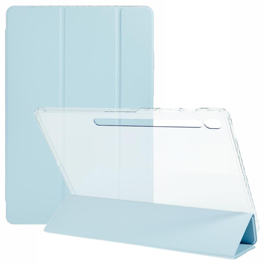 For Samsung Galaxy Tab S10 FE+ Case Tri-Fold Stand Leather + TPU + Acrylic Clear Back Tablet Cover