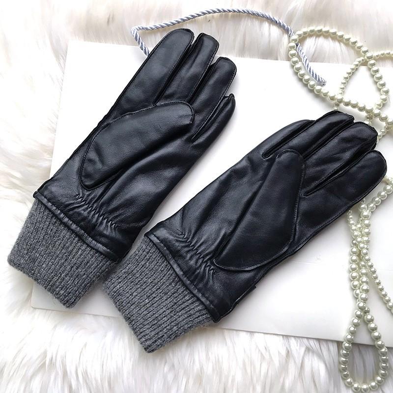 Mens Goatskin Leather Gloves Warm Touchscreen Winter Motorcycle