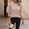 Women's Sweaters, Fashion Round Neck, Long-sleeved Pullover Sweaters, Women's Polka Dot Knitwear Tops