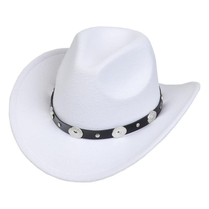 Western Cowboy Top Hat Spring And Autumn New Jazz Hat Big Brim Pentagram Belt Accessories Felt Hat Men And Women