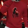 Men's Autumn & Winter Plus-Size Velvet Hoodie, Galloping Horse Print, Year of the Horse Edition.