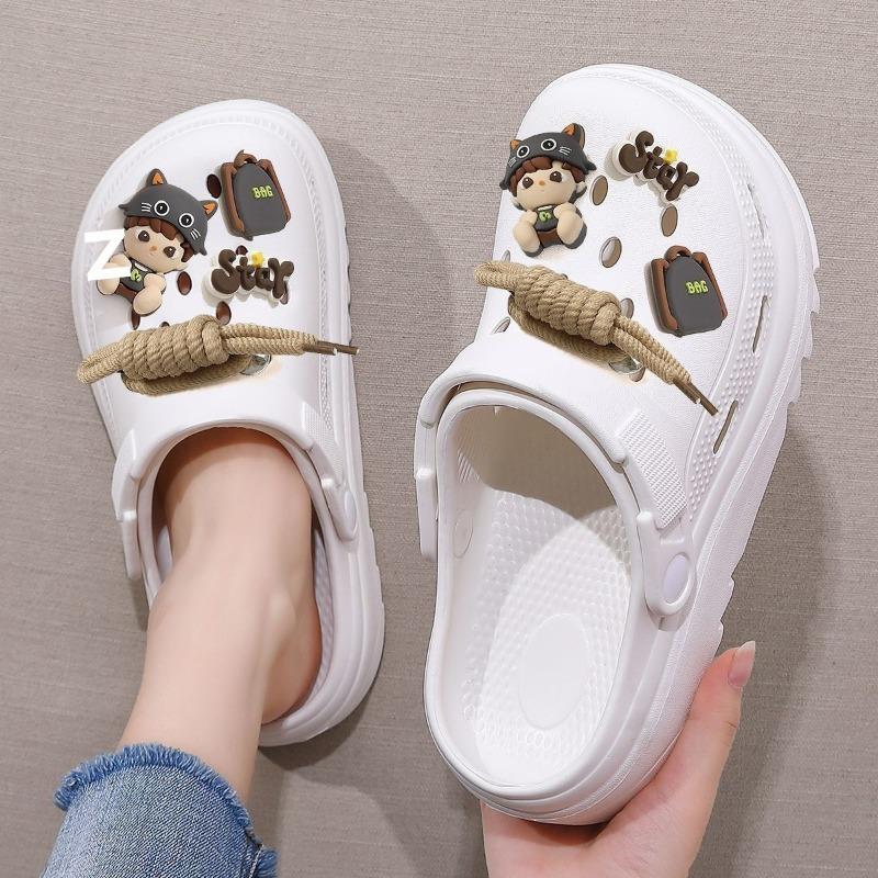 thick-soled hole shoes men's and women's summer outer wear seaside beach non-slip bag head cool slippers men