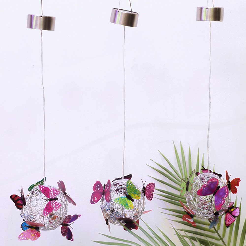 Colorful Butterfly Solar Butterfly Ball Light Waterproof LED Hanging Light Night Lighting