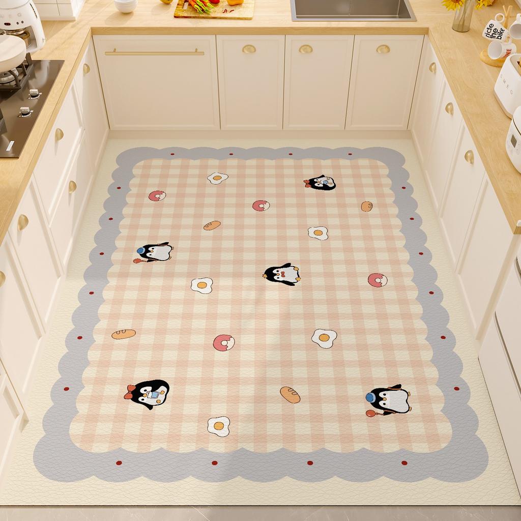 Pink Kitchen Carpet Waterproof Floor Mat Pvc Leather Carpets Non-slip Oil-proof Candy-colored Cute Sweet Home Decoration Rugs