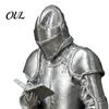 Classic Armor Plate Decor for Garden Medieval Knight Bookshelf Decor, Silver-Finished Armored Statue, Fantasy Home Vintage Style Figurine Room Office
