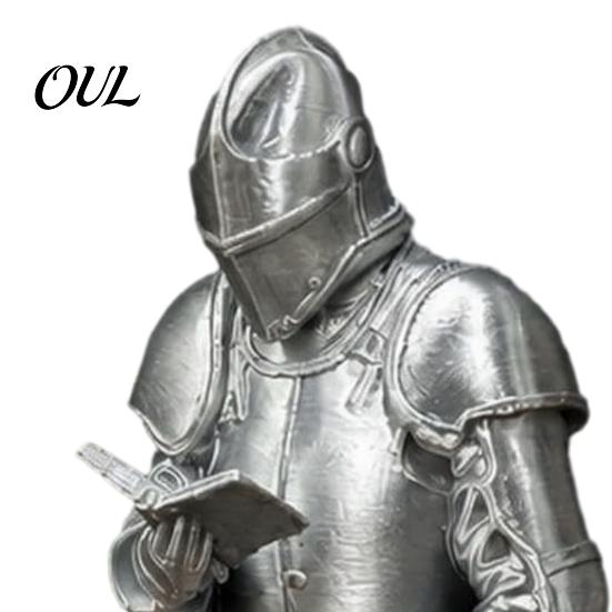 Classic Armor Plate Decor for Garden Medieval Knight Bookshelf Decor, Silver-Finished Armored Statue, Fantasy Home Vintage Style Figurine Room Office