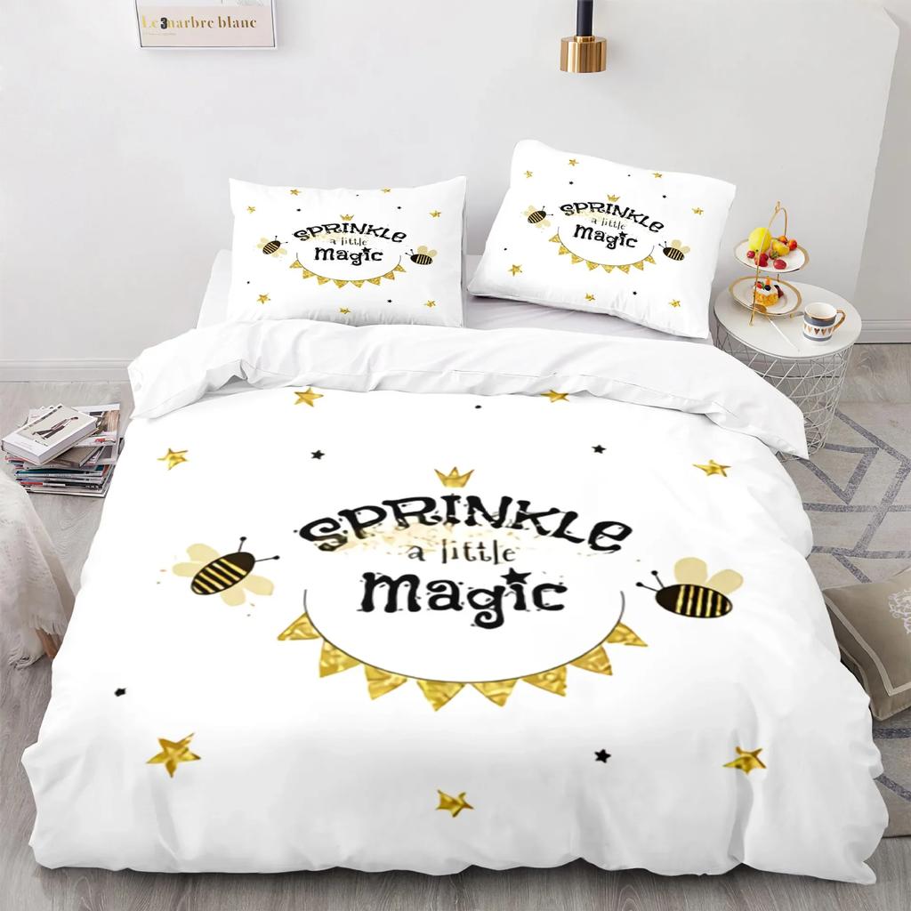 Honigbiene Schwarz Weiß Bettwäsche Set Einzelbett Twin Doppelbett Queen King Cal King Größe Bettwäsche Set