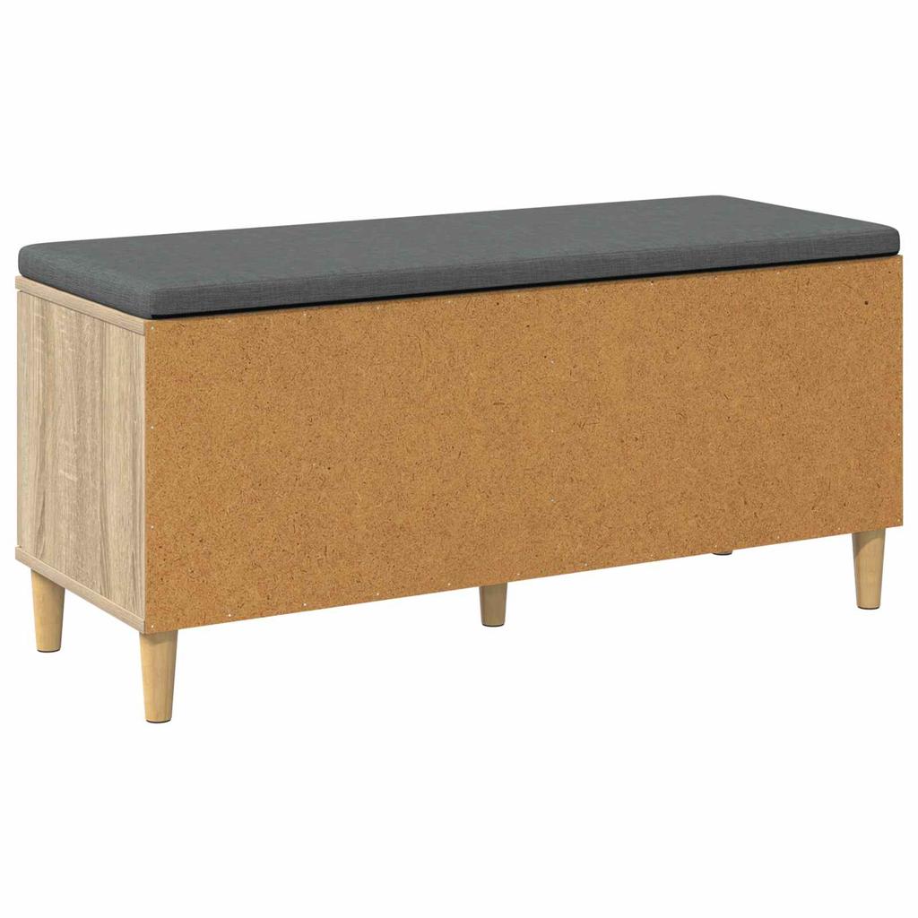 Hallway Bench with Cushion and Storage Sonoma Oak Finish 100 x 38 x 46 cm