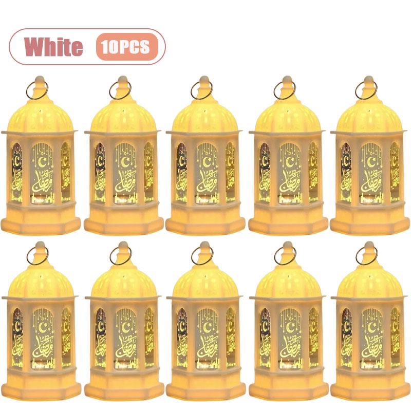 1-10PCS 2026 Ramadan Vintage Castle Lantern Middle Eastern Handheld Light Electronic Candle Decorative Ornament