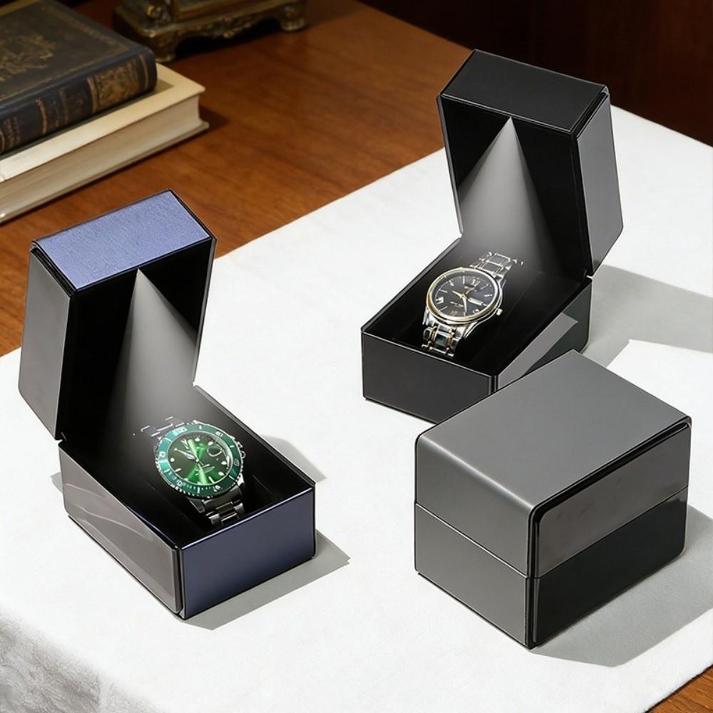 with LED Light Watch Box Flip-Top Lid Wristwatch Display Case Exquisite Watch Storage Case  Watch
