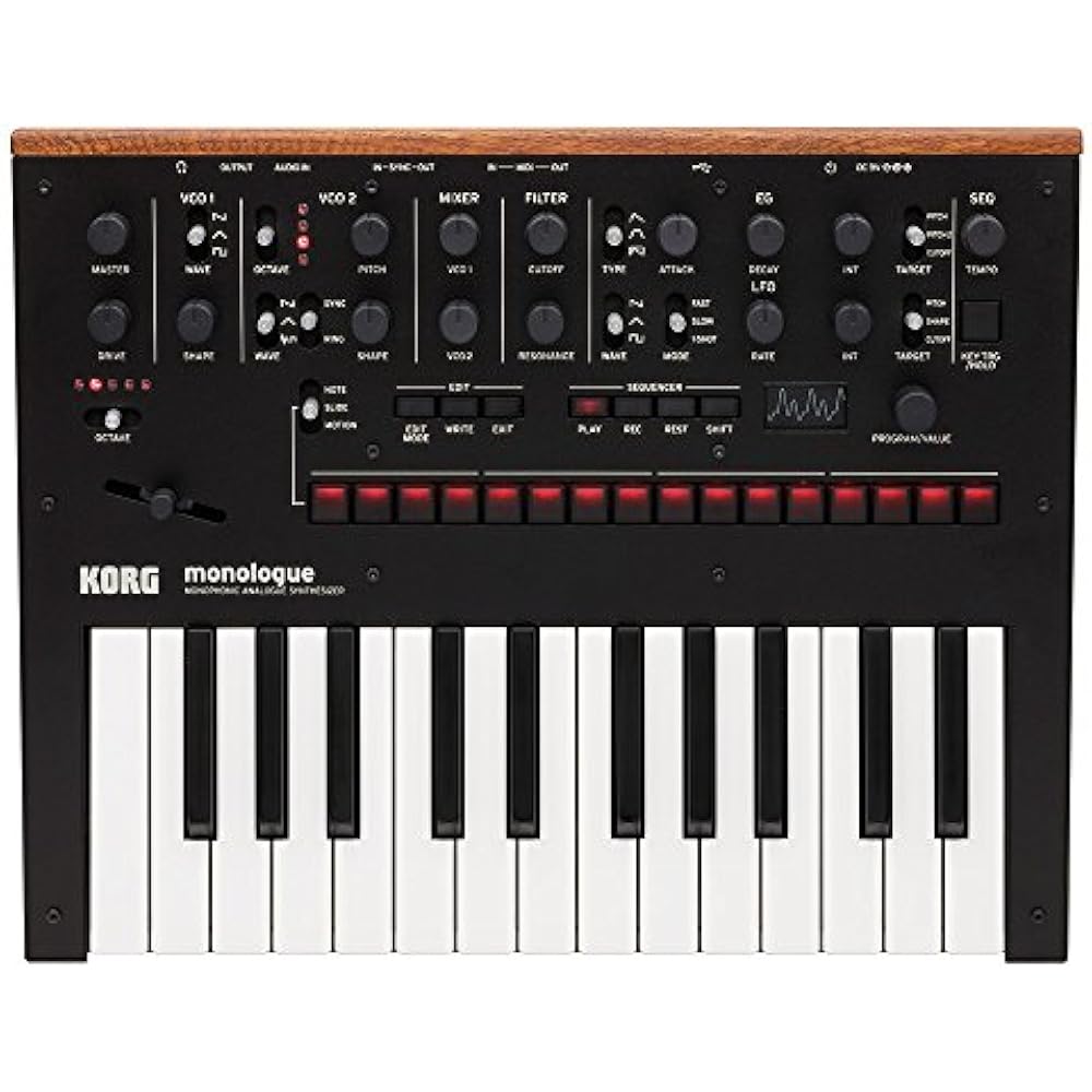 KORG monophonic analog synthesizer, monologue BK, black, 25 keys, 16 step sequencer, oscilloscope...
