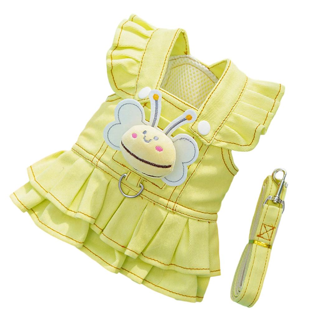 Bright Dog Harness Dress with Lead for Small Breeds Walking Training Vest for Comfortable and Safety Outdoor Activity