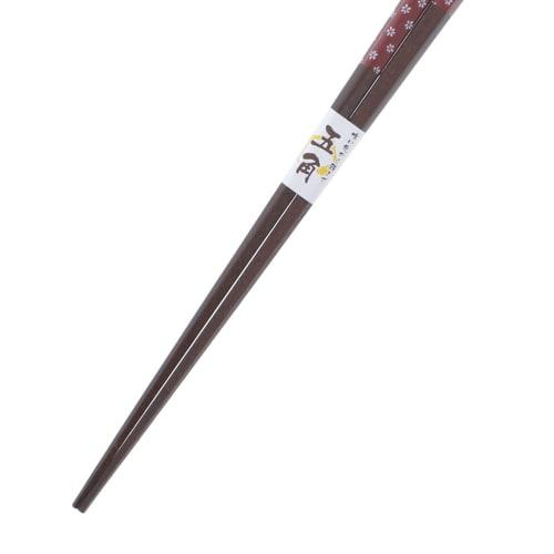 Pentagonal Margaret Wooden Chopsticks (Natural Wood), Red, 28cm