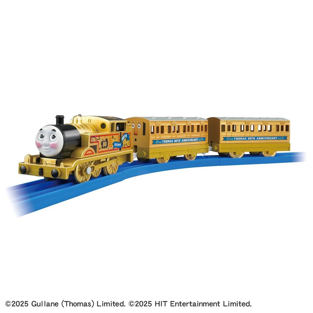 TAKARA TOMY Plarail Thomas the Tank Engine 80th Anniversary Gold Plarail Thomas Train Toy for Ages 3 and Up