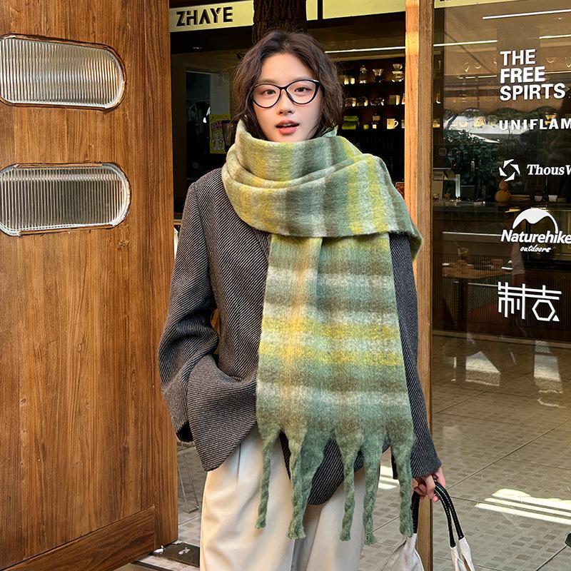 11 New Autumn and Winter Warm Scarf Female Mohair Lengthened and Thickened Scarf Atmosphere High-end Shawl Wholesale