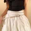 Punk Style Full Hole Jeans Belt for Women No Punching Required Ins Style Student Simple and Versatile Thin Belt