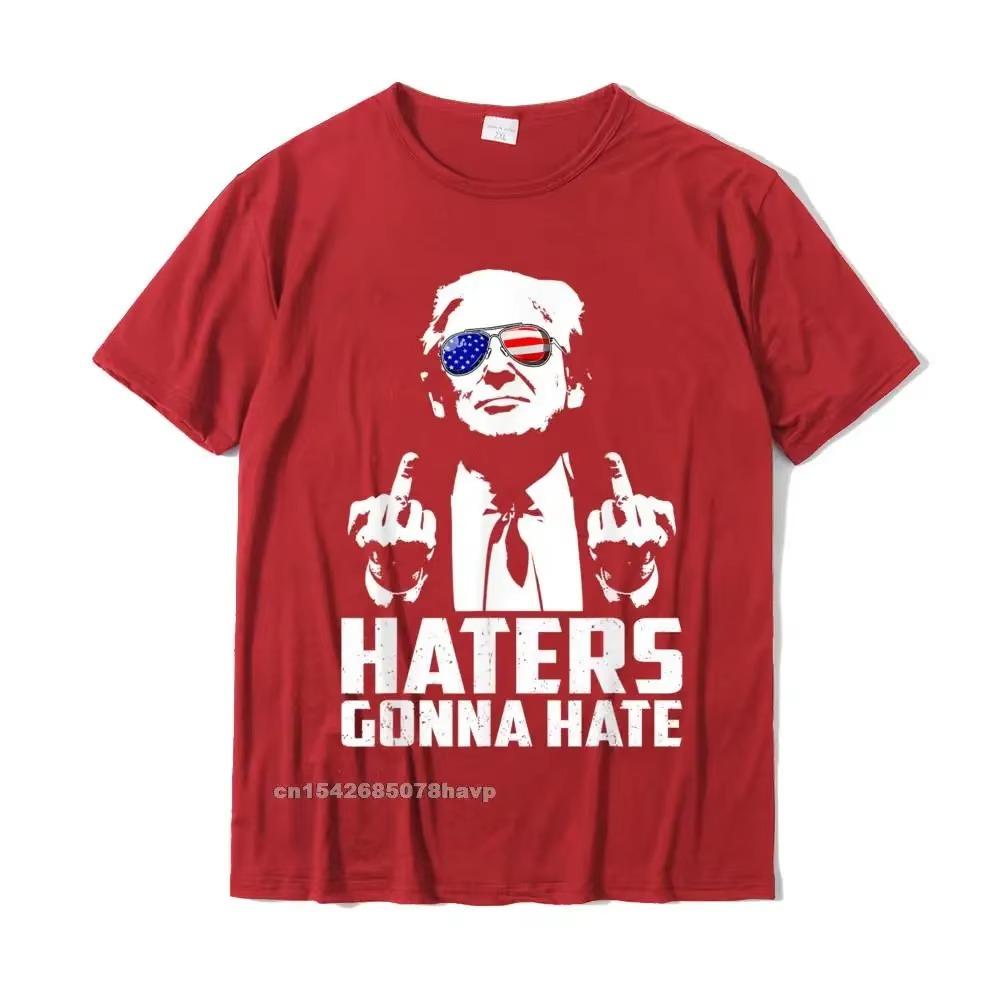Funny Haters Gonna Hate President Middle Finger T-Shirt Cotton Men Tshirts Summer Tees Brand New Geek