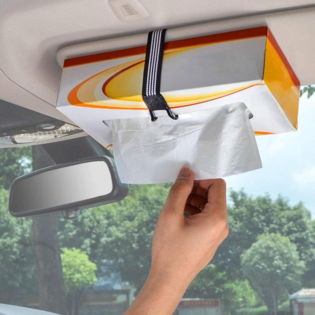 Auto-Taschentuchhalter-Gurt Elastisches Band Serviettenbox Befestigungsgurt für Sonnenblende Kopfstütze Armlehne Taschentuchbox Befestigungsgurt für Gesichts-Taschentücher