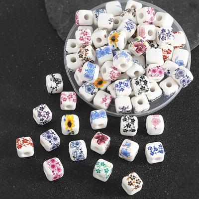 Chinese 8mm Blue & White Porcelain Square Beads Bracelet - Ceramic Jewelry Accessory