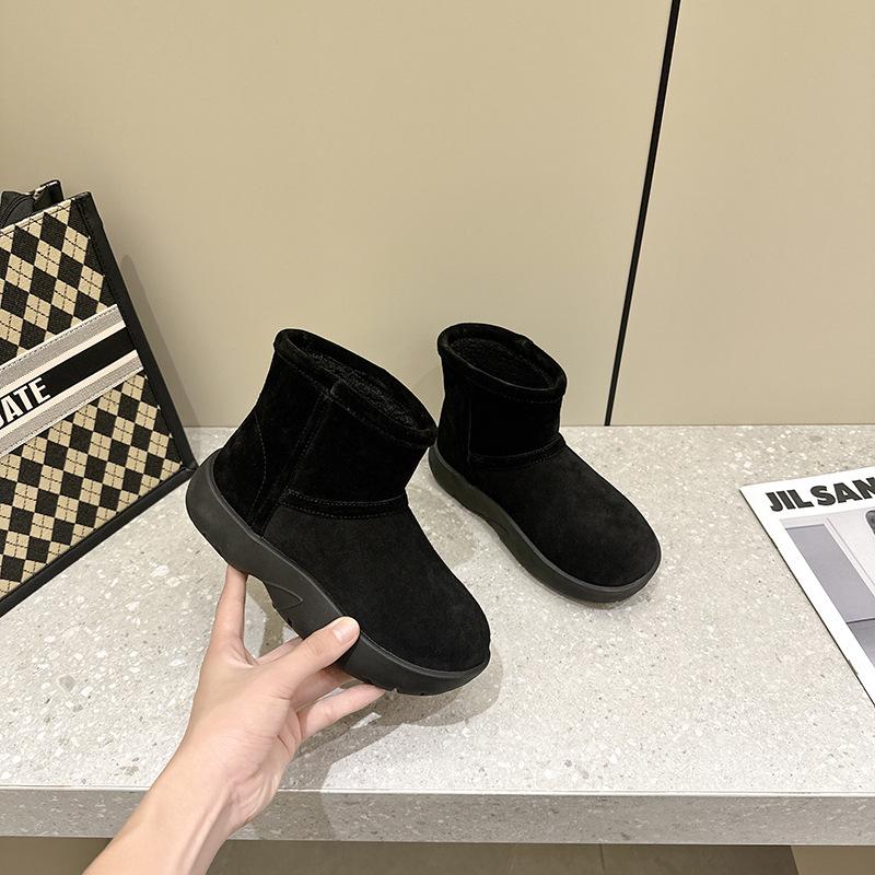 

Женские водонепроницаемые зимние ботинки из натуральной кожи 2024 года — толстая подошва и плюшевая подкладка для зимы 35 чёрный