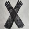 Tulle Bridal Wedding Elbow Opera Party Costume Accessories Thin Transparent Hollow Out White Long Lace Sexy Mesh Eyelash Gloves