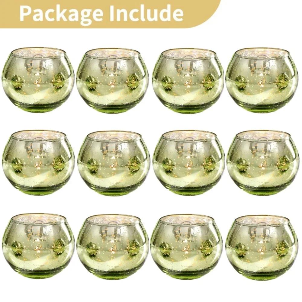 6/12Pcs Mercury Glass Candle Holder Tea Lights Christmas Party Wedding Centerpieces Candlestick for Home Decoration