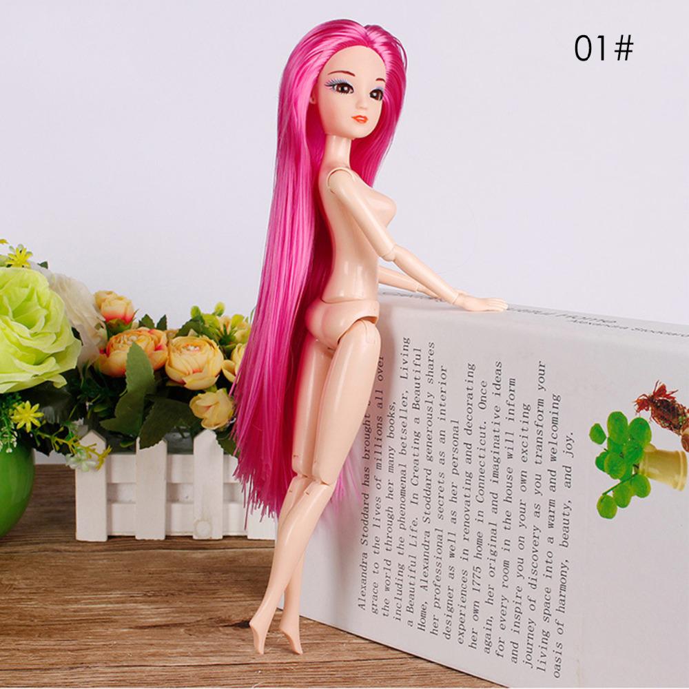 Color Hair 1 PC Nude Doll with Head for Dolls 11 Joint Moving Naked Bodies DIY Toys Accessories
